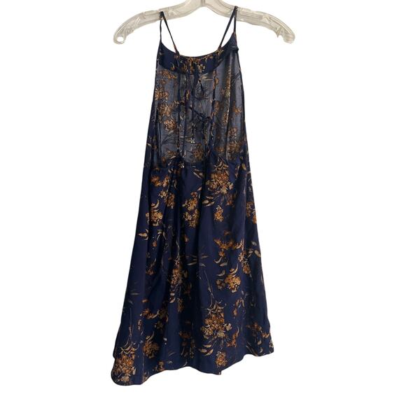 Intimately Free People Mini Dress Size S Navy Gold Adjustable Straps Charms - Picture 5 of 7